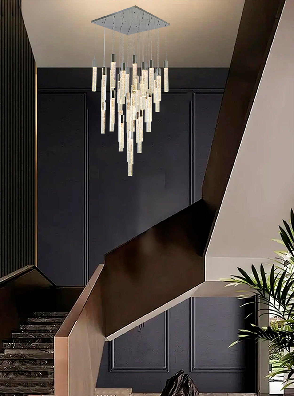 25-Light Chrome Metal Chandelier With Clear Bubble Crystal AccentsBy Design Living