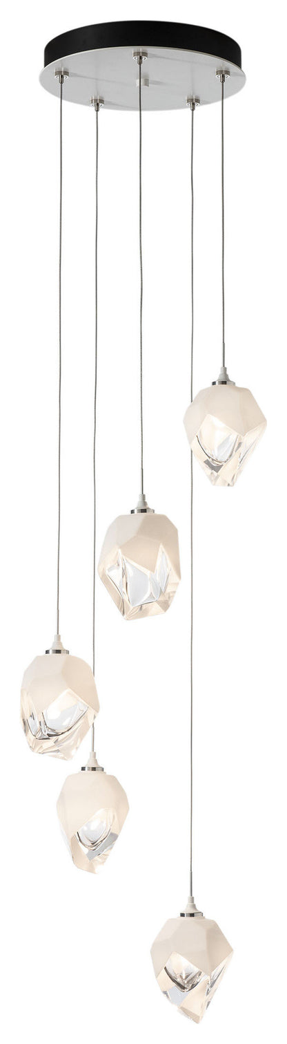 Chrysalis 5-Light Small Crystal Pendant White Finish- Long, White CrystalBy Hubbardton Forge