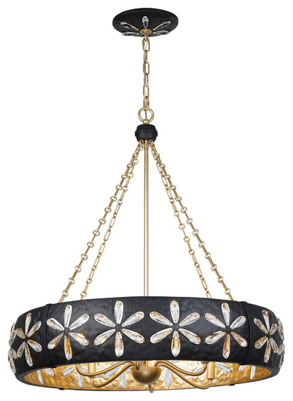 Venice 6-Light Chandelier, Metropolis Black and Gold by Breegan JaneBy Savoy House