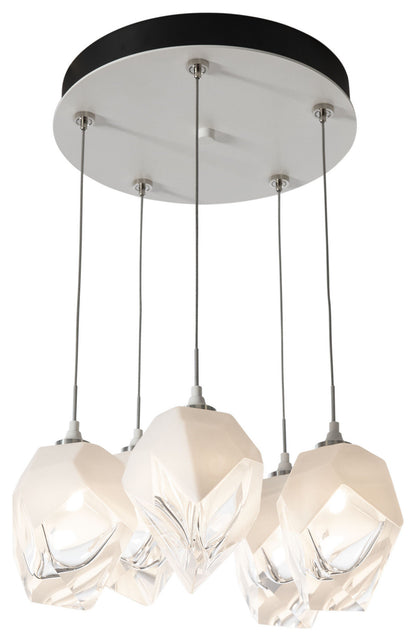 Chrysalis 5-Light Small Crystal Pendant White Finish- Long, White CrystalBy Hubbardton Forge