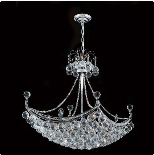 Eight-Light ChromeFinish with Clear-Crystals Chandelier