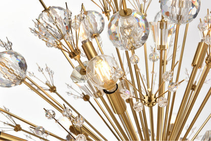 Elegant Lighting 2500D32SG Vera 32 inch crystal starburst round pendant in goldBy Elegant Furniture & Lighting