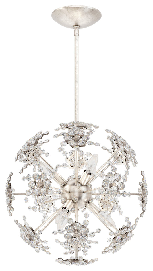 Schonbek Dn1018N-48S 6 Light Crystal Pendant, Antique SilverBy Schonbek