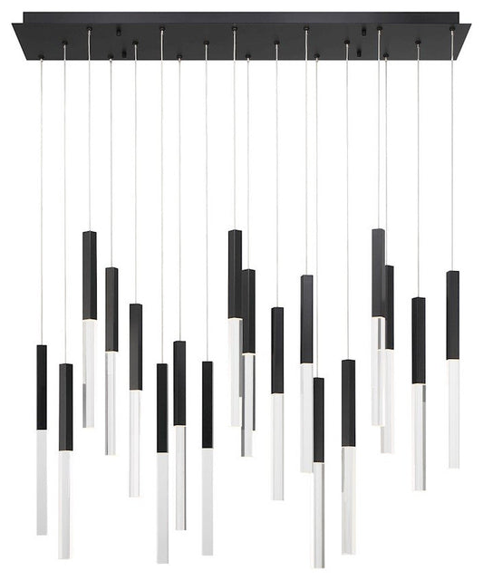 Eurofase Benicio 18 Light Chandelier, Black/Clear/Rectangle - 46771-018By Eurofase Lighting