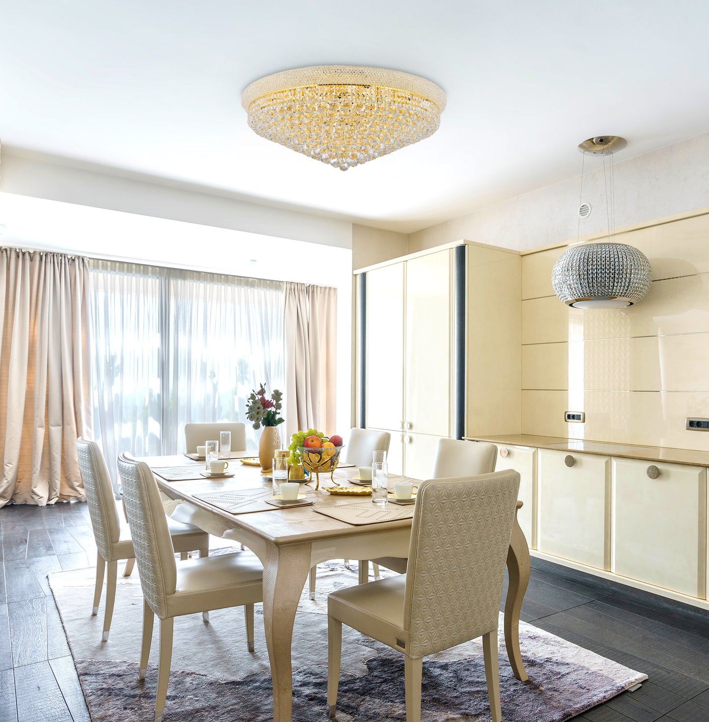 Elegant Lighting V1800F36/RC Primo 20 Light 36"W Flush Mount - GoldBy Elegant Furniture & Lighting
