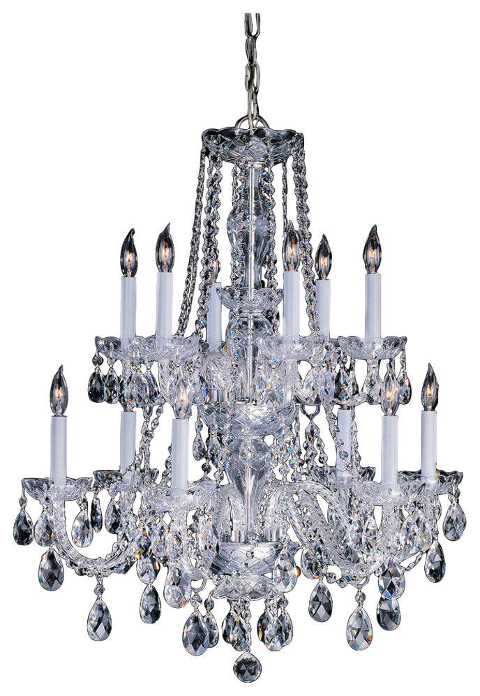 Crystorama 12 Light Swarovski Spectra Crystal Brass Chandelier, Polished BrassBy Crystorama Lighting