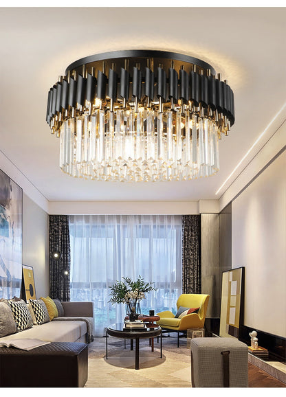 Ceriale | Grand Black Modern Crystal Ceiling Chandelier, 31.5'', Non-Dimmable, Cool LightBy Miron Demid LLC