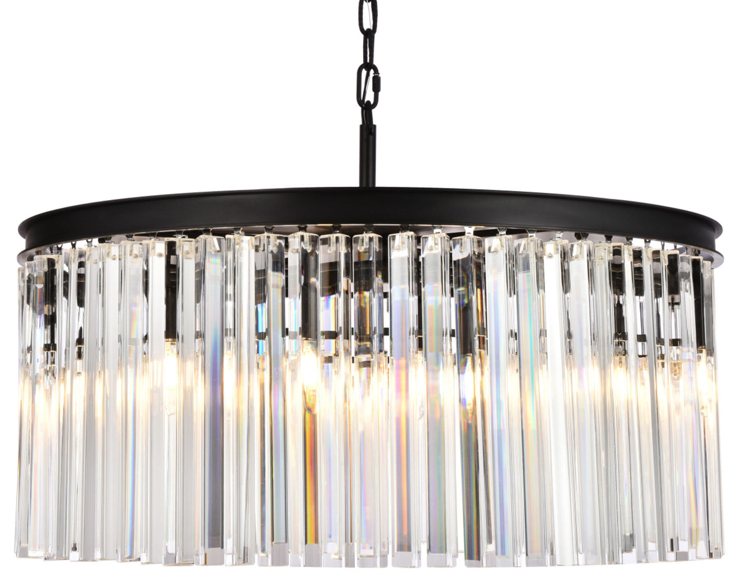 Elegant Lighting 1208D31/RC Sydney 8 Light 32"W Crystal Drum - Matte BlackBy Elegant Furniture & Lighting