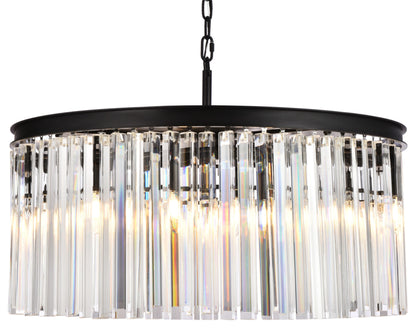 Elegant Lighting 1208D31/RC Sydney 8 Light 32"W Crystal Drum - Matte BlackBy Elegant Furniture & Lighting