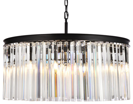 Elegant Lighting 1208D31/RC Sydney 8 Light 32"W Crystal Drum - Matte BlackBy Elegant Furniture & Lighting