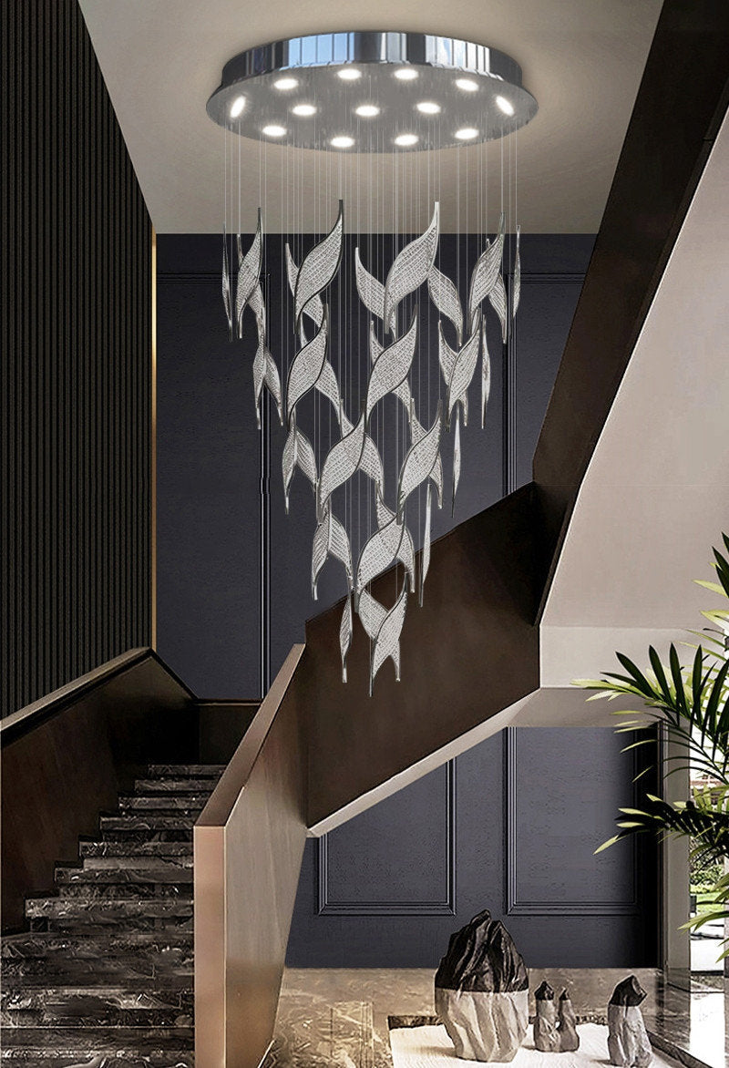 Framura | Creative Charming LED Crystal Chandelier, Chrome, Dia31.5xh78.7", Warm Light, DimmableBy Miron Demid LLC