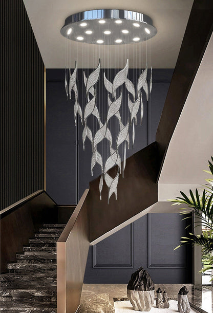 Framura | Creative Charming LED Crystal Chandelier, Chrome, Dia31.5xh78.7", Warm Light, DimmableBy Miron Demid LLC