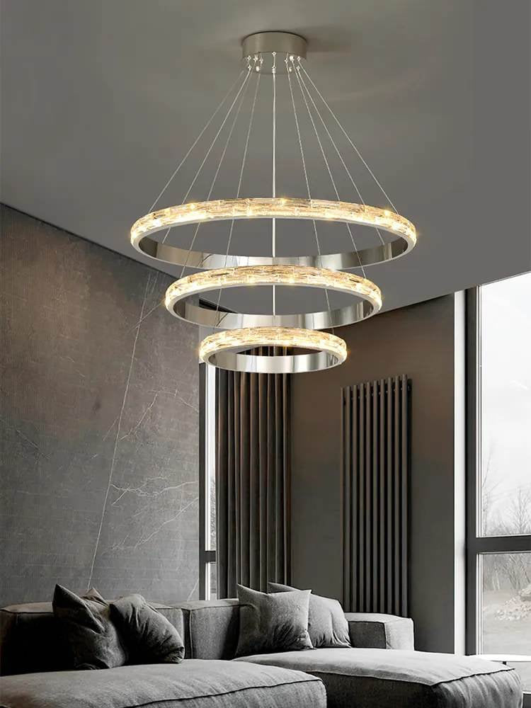 Stella | Postmodern Stainless Steel Pendant Light, Dia15.7+23.6+31.5", 3 RingsBy Miron Demid LLC