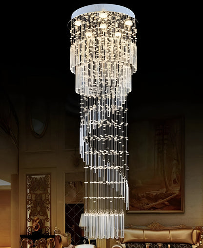 Levens | Exquisite Modern Flush Mount Crystal Chandelier, Dia39.4xh137.8" / Dia100xh350cm, Cool LightBy Miron Demid LLC