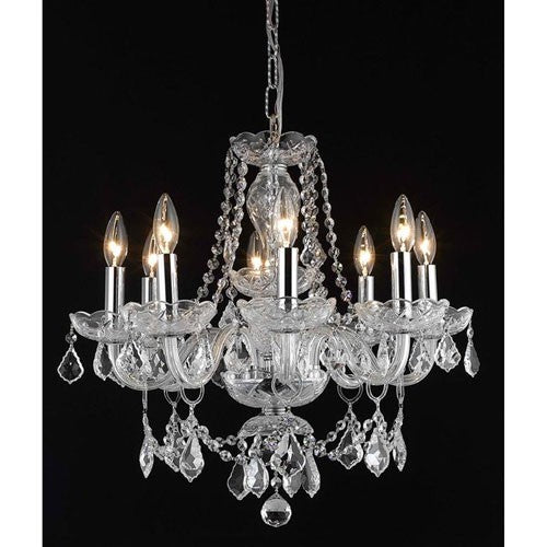 Chrome Eight-Light 20-Inch Chandelier with Royal Cut Clear Crystal