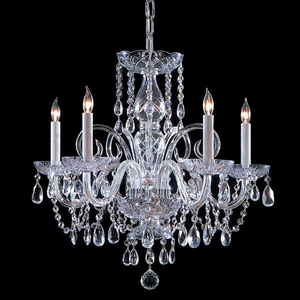 5 Light Bohemian Crystal Chandelier, Chrome