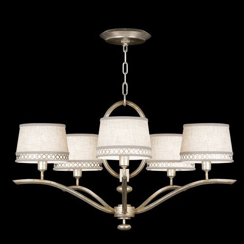 Fine Art Lamps Allegretto Five-Light Chandelier in Platinized Silver Leaf Finish