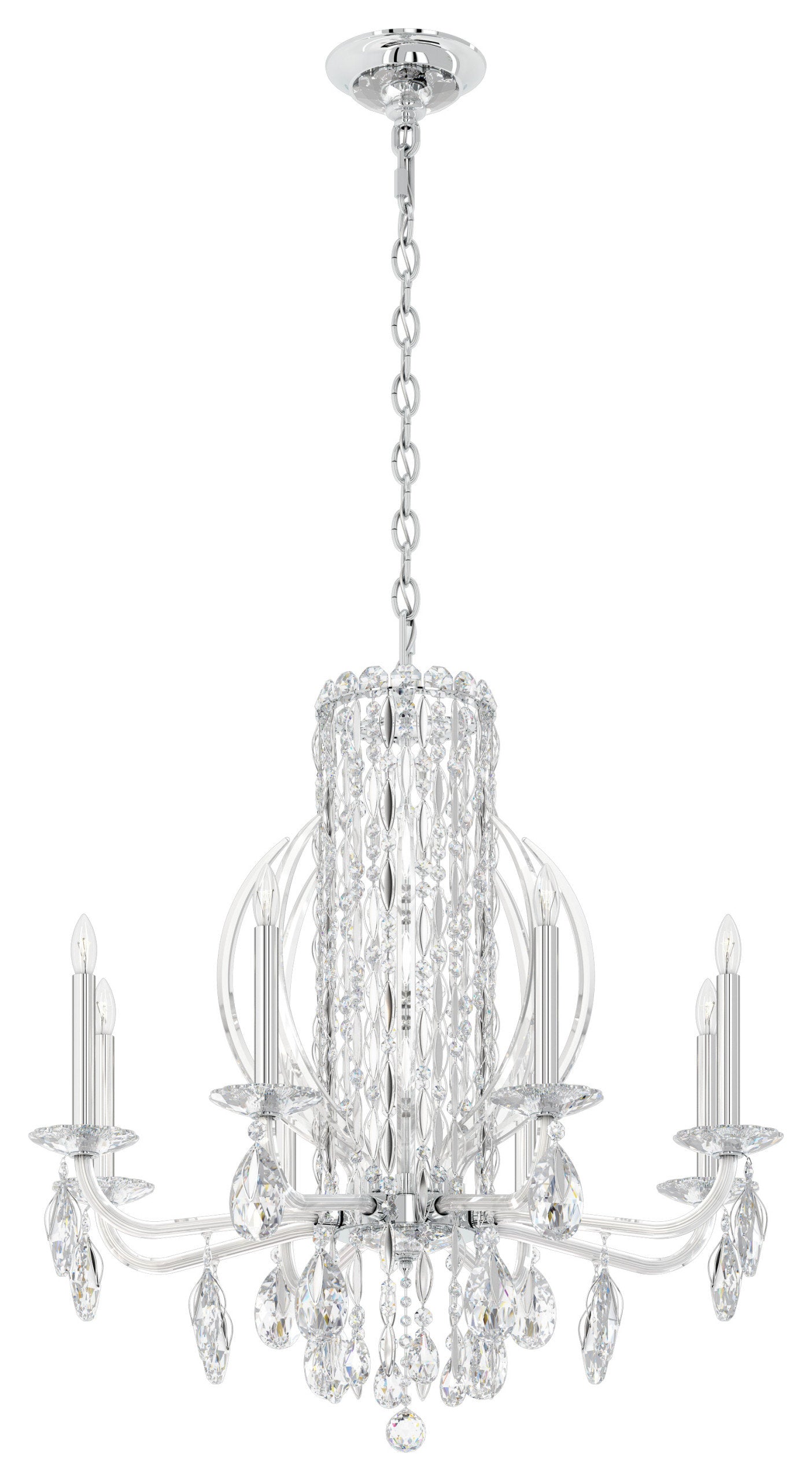 Schonbek Rs8308N-401S 8 Light Crystal Chandelier, Polished Stainless SteelBy Schonbek