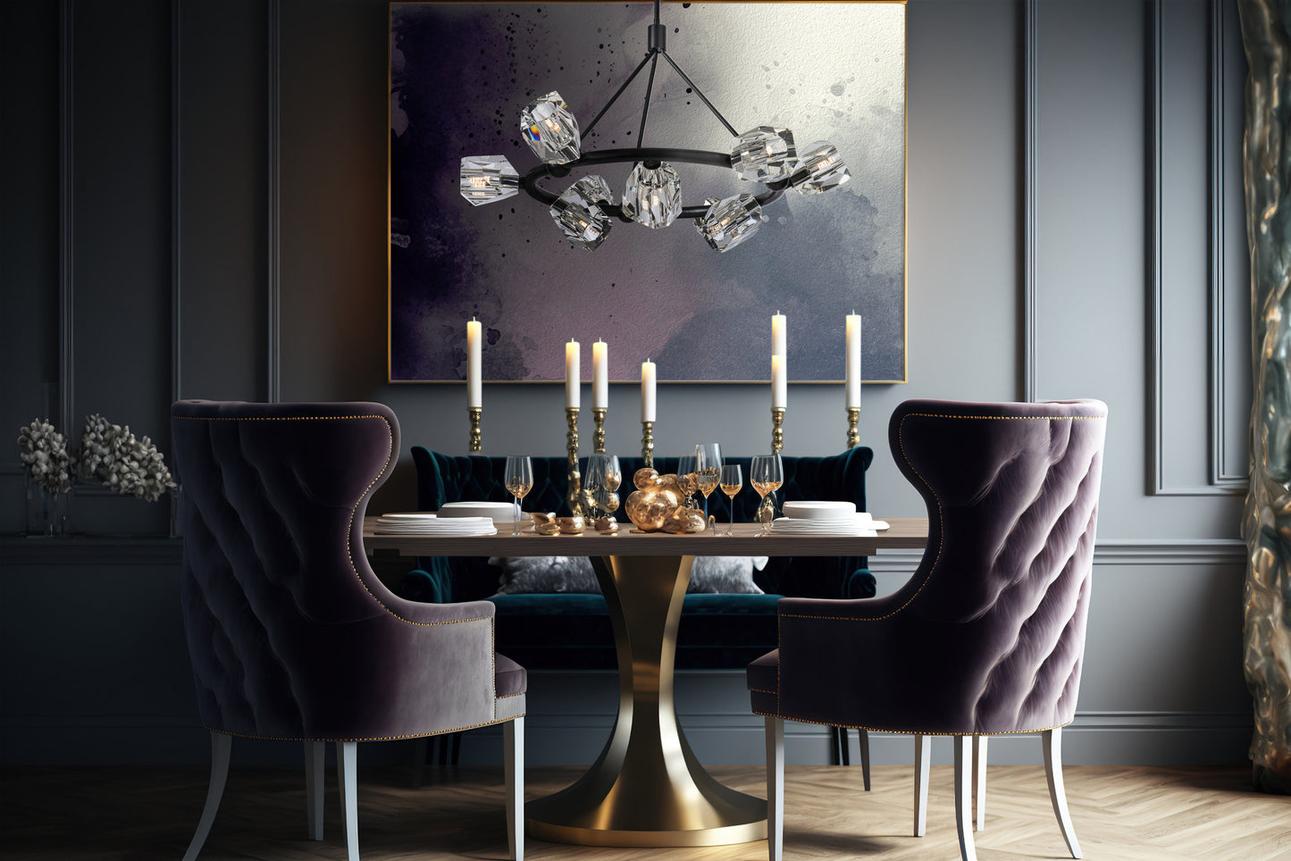 Gatsby 9-Light Ring Pendant - Black - CrystalBy Hubbardton Forge