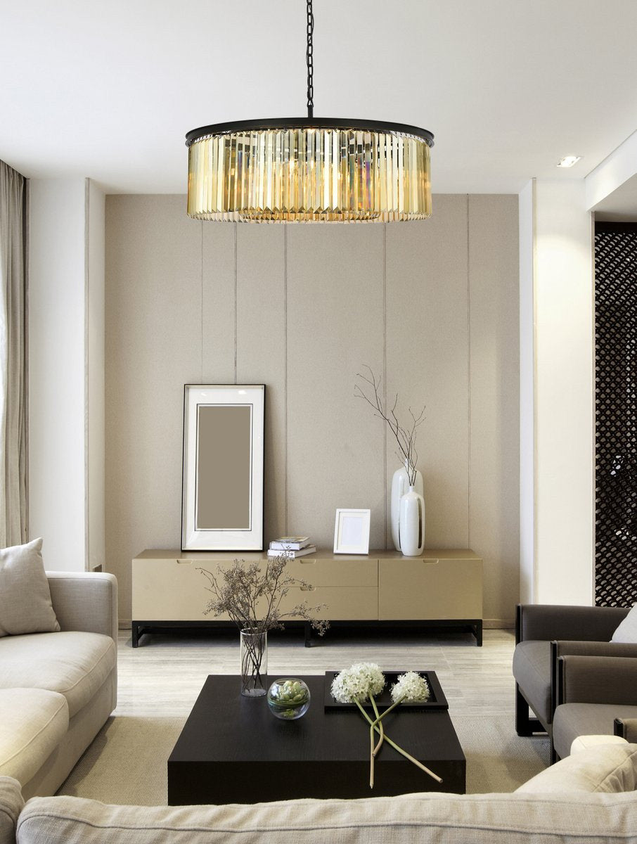 Elegant 1238G43MB-GT/RC Sydney 10-Light Matte Black Chandelier Golden TeakBy Elegant Furniture & Lighting
