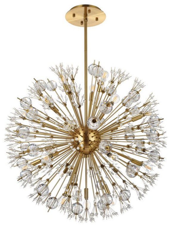 Elegant Lighting 2500D32SG Vera 32 inch crystal starburst round pendant in goldBy Elegant Furniture & Lighting