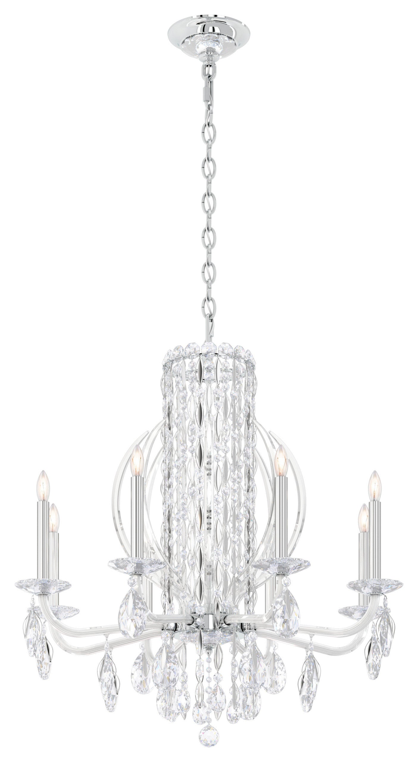 Schonbek Rs8308N-401S 8 Light Crystal Chandelier, Polished Stainless SteelBy Schonbek
