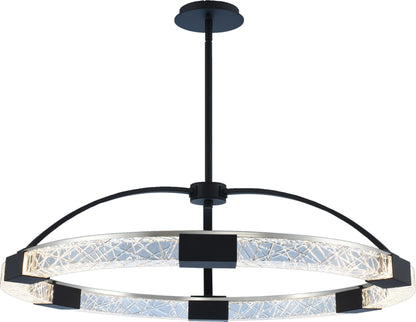 Athena Led Pendant, Matte Black With Polished Nickel, 32"By KALCO LIGHTING