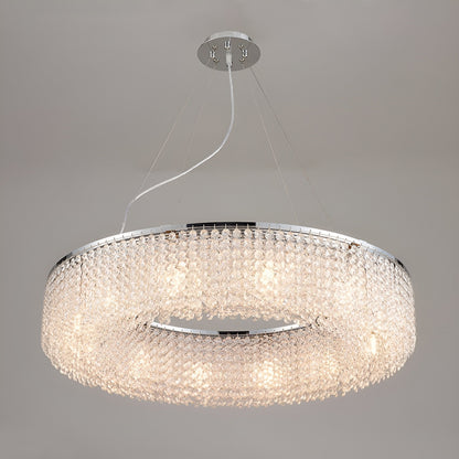 Algund | Round Gold/Chrome Simple LED Crystal Chandelier For Living Room, Dia39.4"By Miron Demid LLC