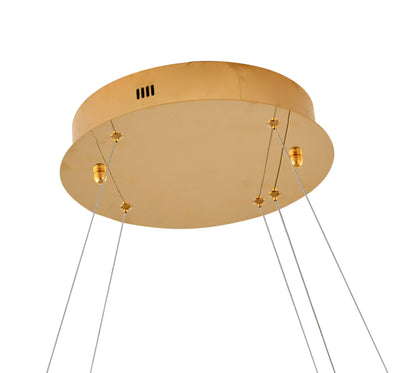 32" Dimmable Gold LED Chandelier With Clear CrystalsBy Design Living