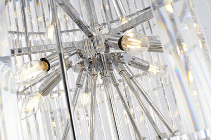 36" 34-Light Brass Metal 7-Tier Chandelier With Clear Crystals, Chrome, D36'' H72''By Design Living
