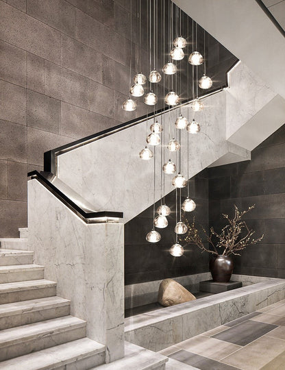 Cernobbio | Staircase Hanging Crystal Lamp, 36 Lights, Warm LightBy Miron Demid LLC