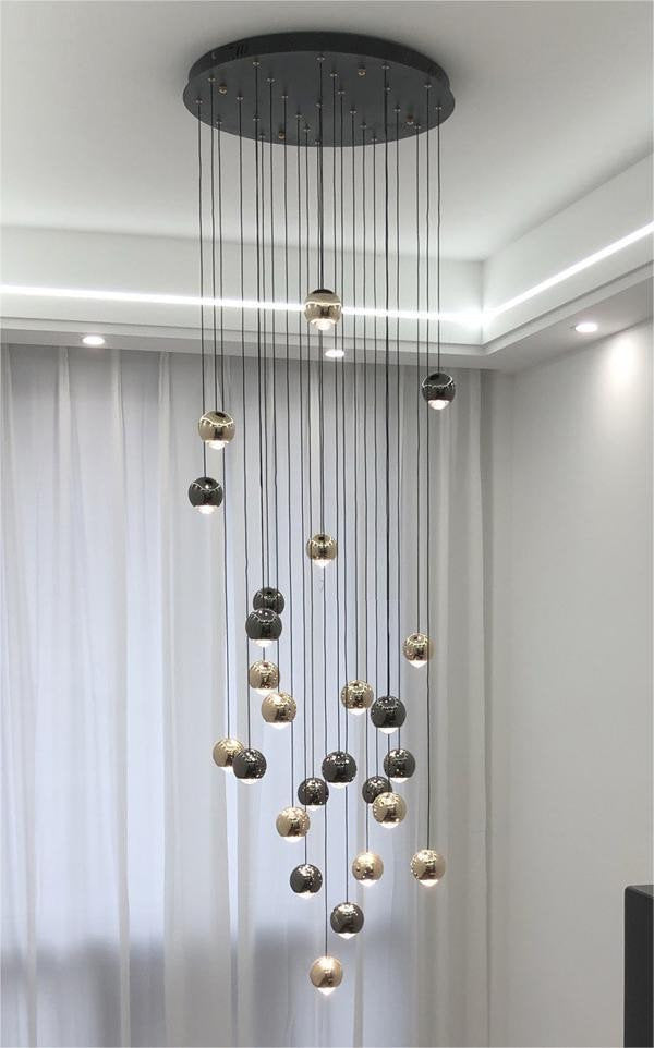 MIRODEMI? Laigueglia | Crystal LED Chandelier with Hanging Balls, Black + Gold, 24 Lights, Warm Light, DimmableBy Miron Demid LLC