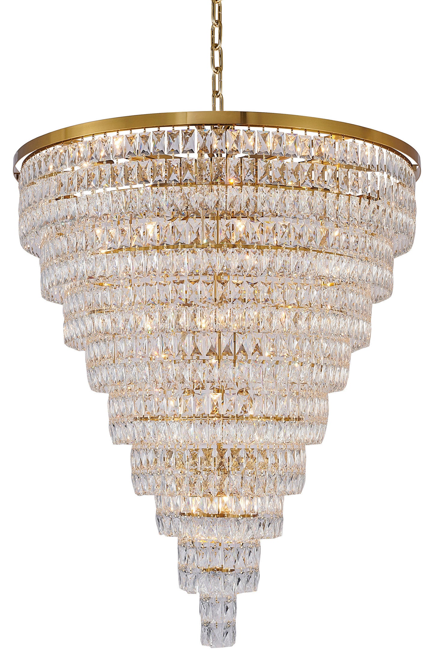 42" 32-Light Gold Metal 9-Tier Chandelier With Clear CrystalsBy Design Living