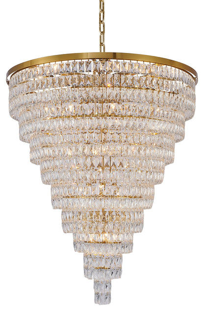 42" 32-Light Gold Metal 9-Tier Chandelier With Clear CrystalsBy Design Living
