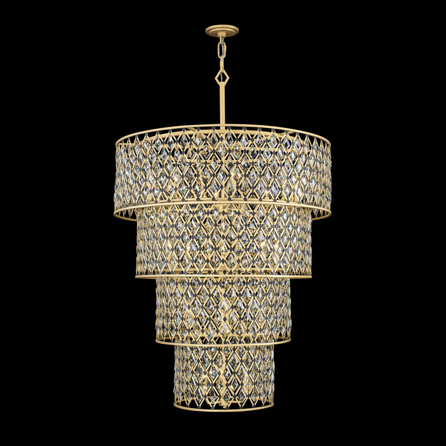Windsor 21-Lt 4-Tier Crystal Chandelier - French Gold/Matte BlackBy Varaluz