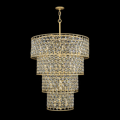 Windsor 21-Lt 4-Tier Crystal Chandelier - French Gold/Matte BlackBy Varaluz