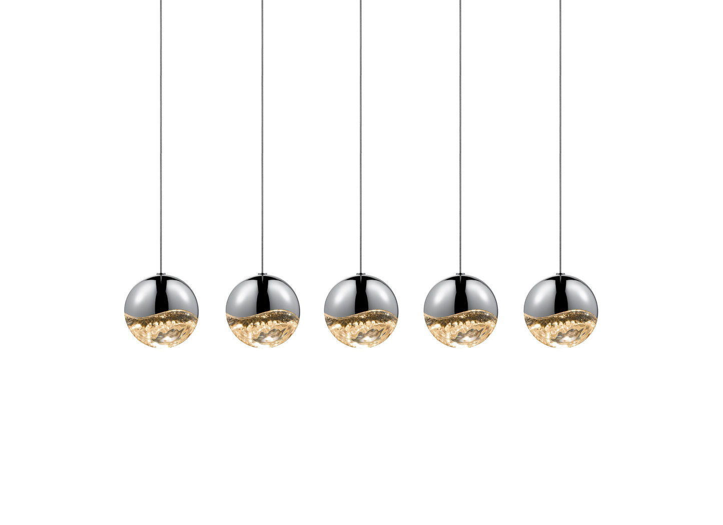 Grapes LED 5-Light Rectangle Canopy Pendant, Polished Chrome, Large GrapesBy SONNEMAN - A Way of Light