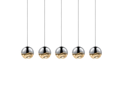 Grapes LED 5-Light Rectangle Canopy Pendant, Polished Chrome, Large GrapesBy SONNEMAN - A Way of Light