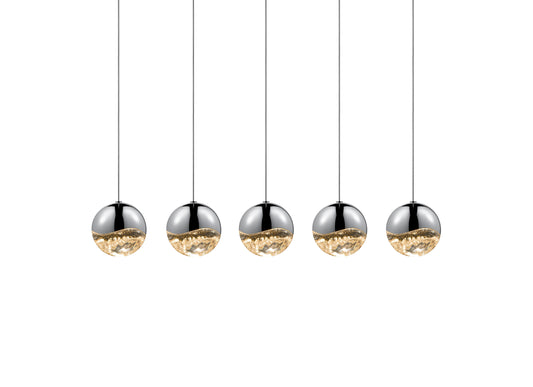 Grapes LED 5-Light Rectangle Canopy Pendant, Polished Chrome, Large GrapesBy SONNEMAN - A Way of Light