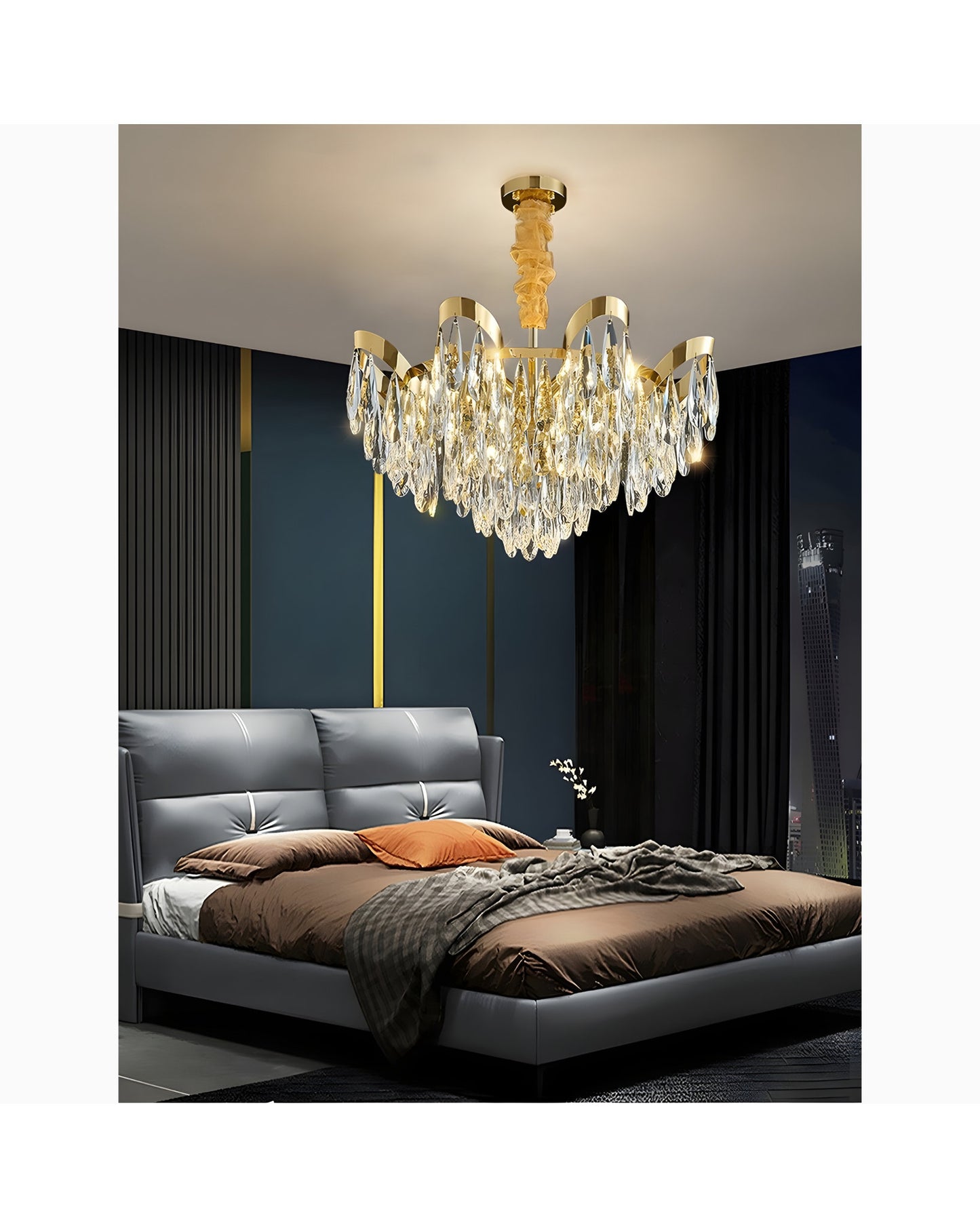 Albisola Superiore | Aristocratic Gold Crystal Ceiling Chandelier, 15 Lights - Dia31.5" / Dia80cmBy Miron Demid LLC