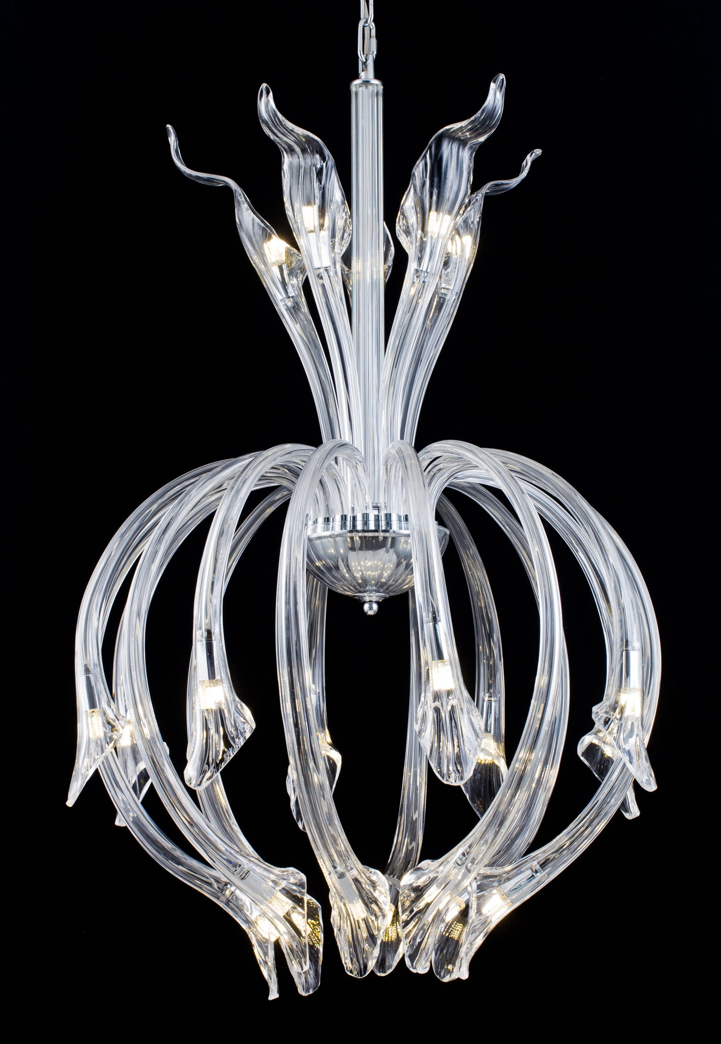 Clear Hand Blown Glass Chandelier With Chrome HardwareBy Design Living