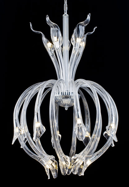 Clear Hand Blown Glass Chandelier With Chrome HardwareBy Design Living