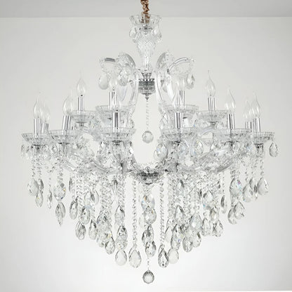Zenevredo | European-Style Retro Crystal Candle Shape Chandelier, Smoke Gray, 15 HeadsBy Miron Demid LLC