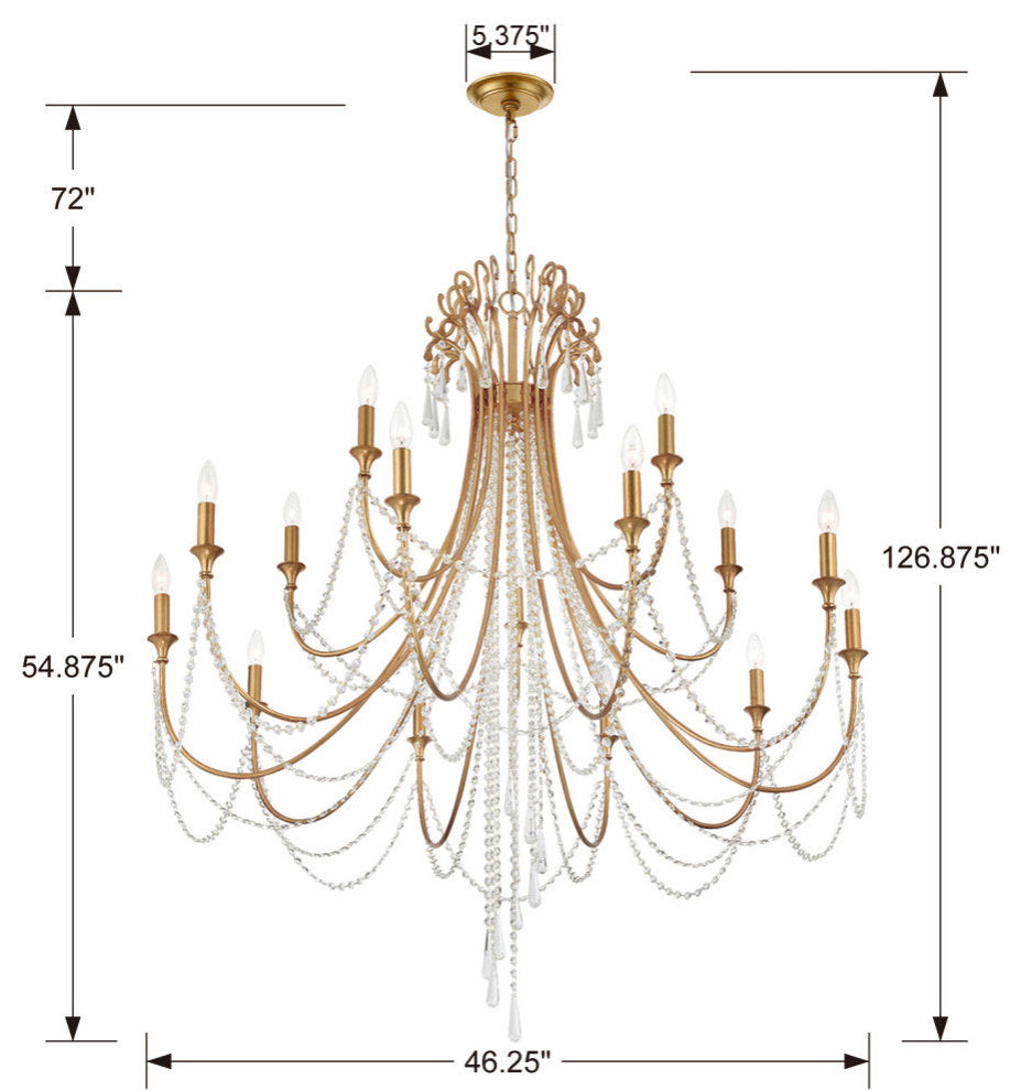 Arcadia 15 Light Antique Gold ChandelierBy Crystorama Lighting