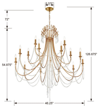 Arcadia 15 Light Antique Gold ChandelierBy Crystorama Lighting