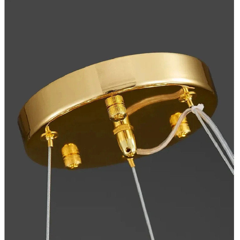 Castelbianco | Unique Gold LED Chandelier With Crystals, 31.5''By Miron Demid LLC