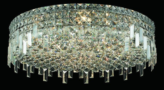 9 light contemporary flush mount ceiling light dressed with 25% full lead crystal balls