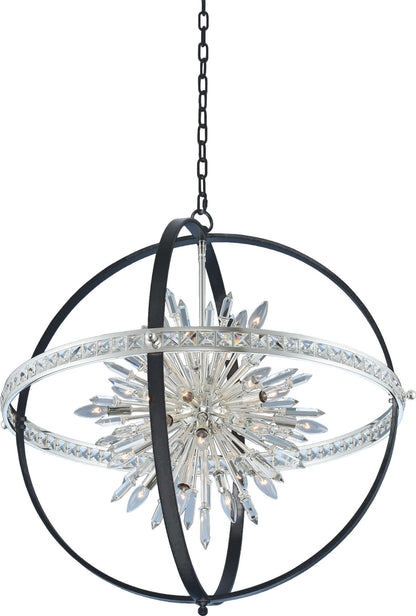 Angelo Pendant, Matte Black With Polished Silver, 26"By KALCO LIGHTING