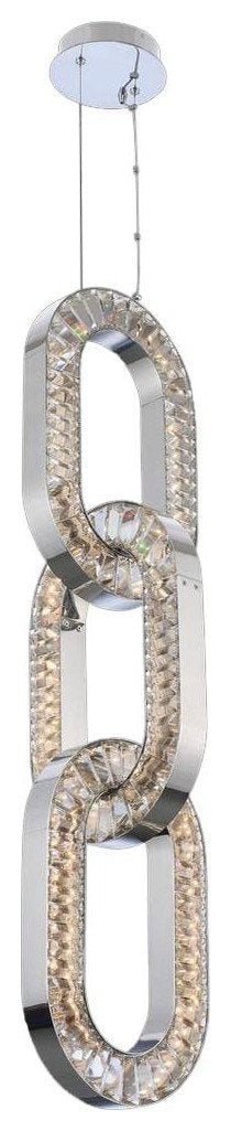 Contemporary Chrome Crystal Chain Foyer LightBy KALCO LIGHTING