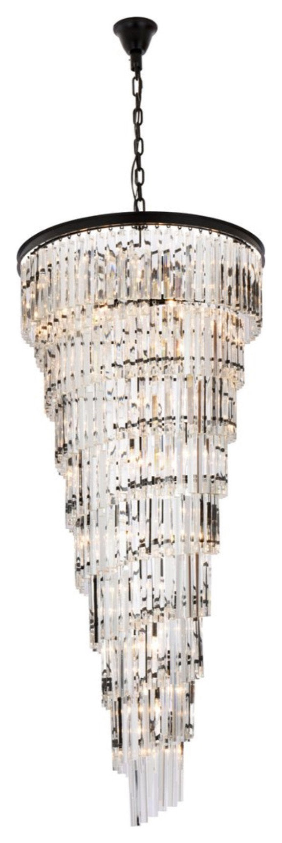 Sydney 30" Spiral Crystal Chandelier, Matte BlackBy Elegant Furniture & Lighting